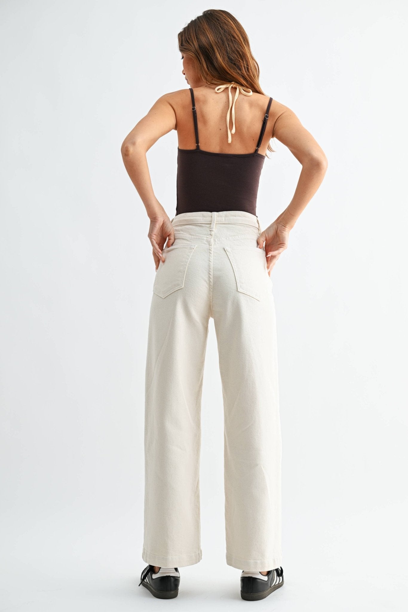 Cream Patch Pocket Wide Leg - elliparr