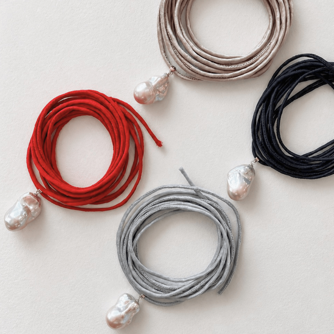 Maren Silk Wrap Pearl Necklace - elliparr