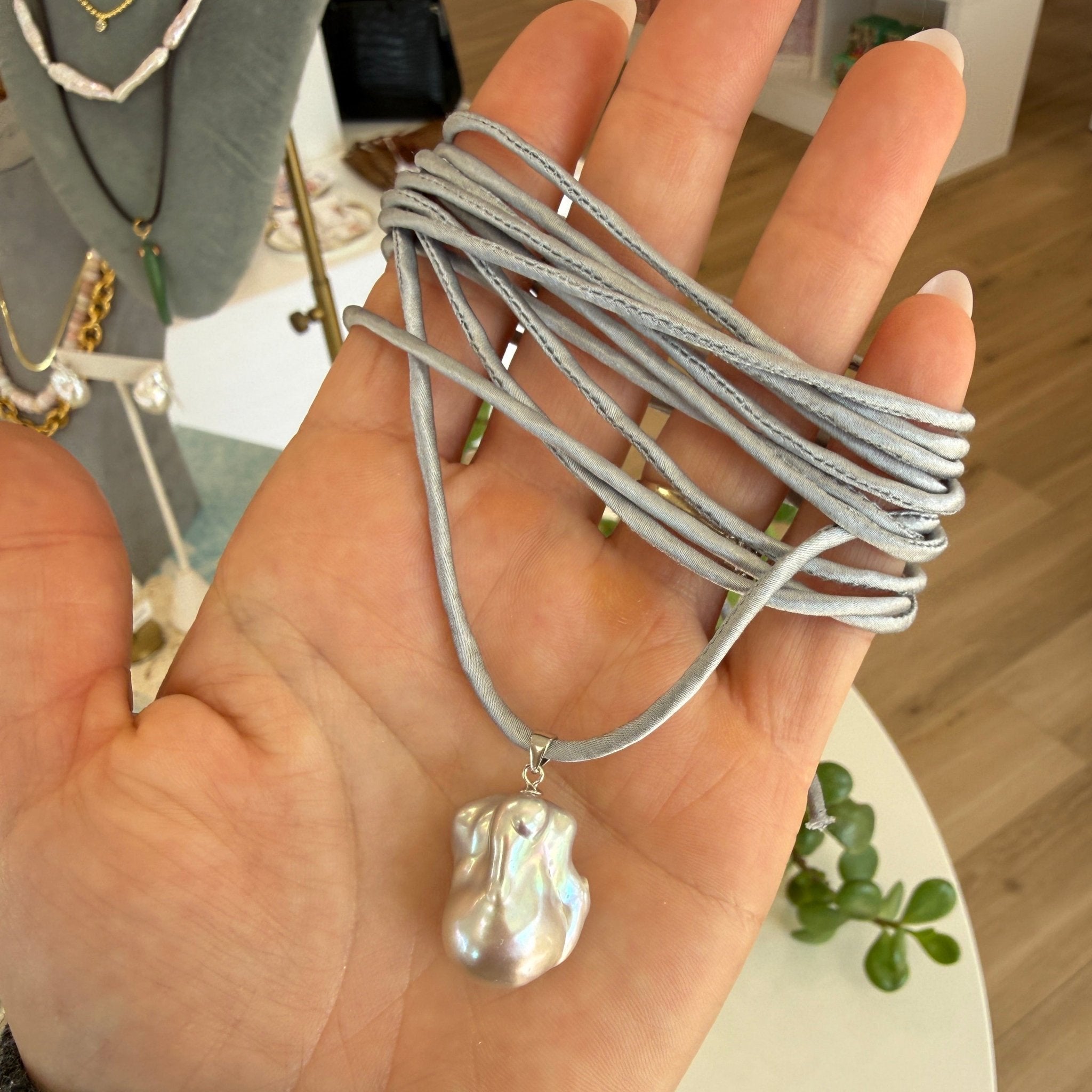 Maren Silk Wrap Pearl Necklace - elliparr