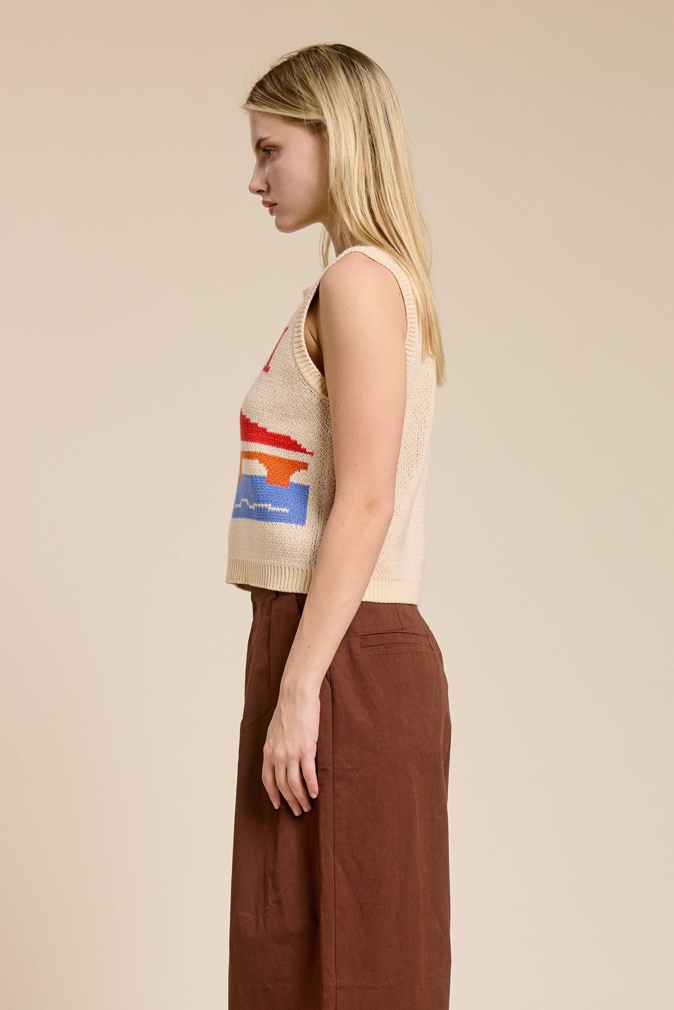 Capri Jacquard Sweater Vest Top - elliparr