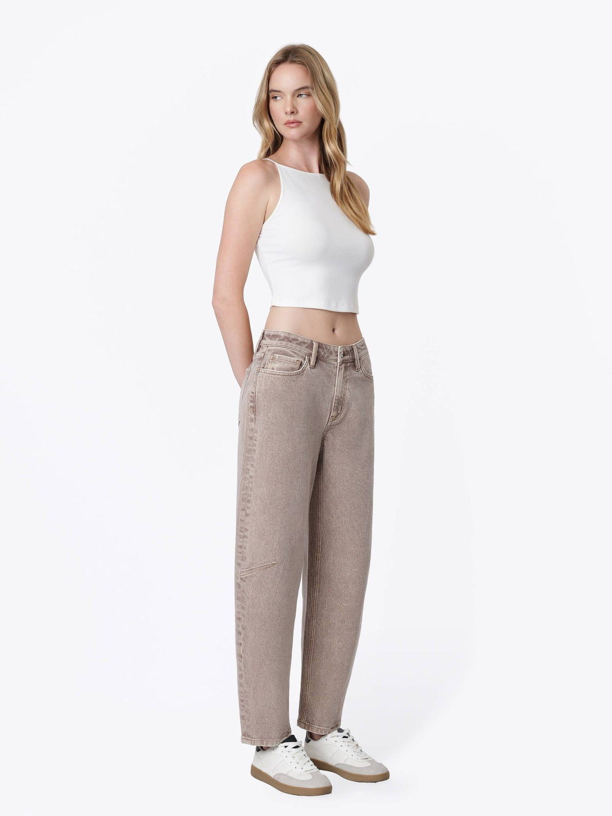 HIGH RISE CROP BARREL JEANS - elliparr