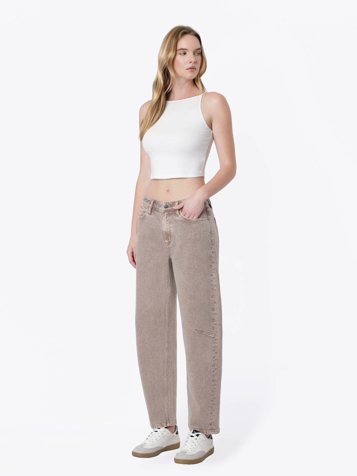 HIGH RISE CROP BARREL JEANS - elliparr