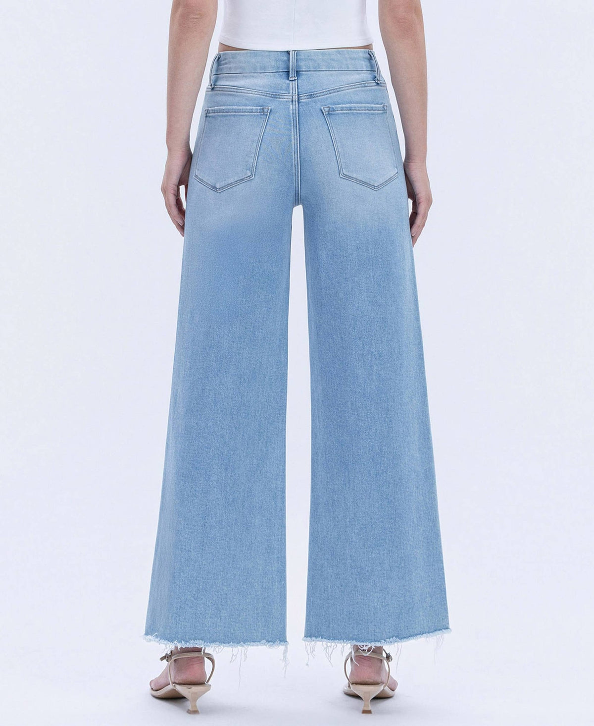 HIGH RISE RAW HEM WIDE LEG JEANS - elliparr