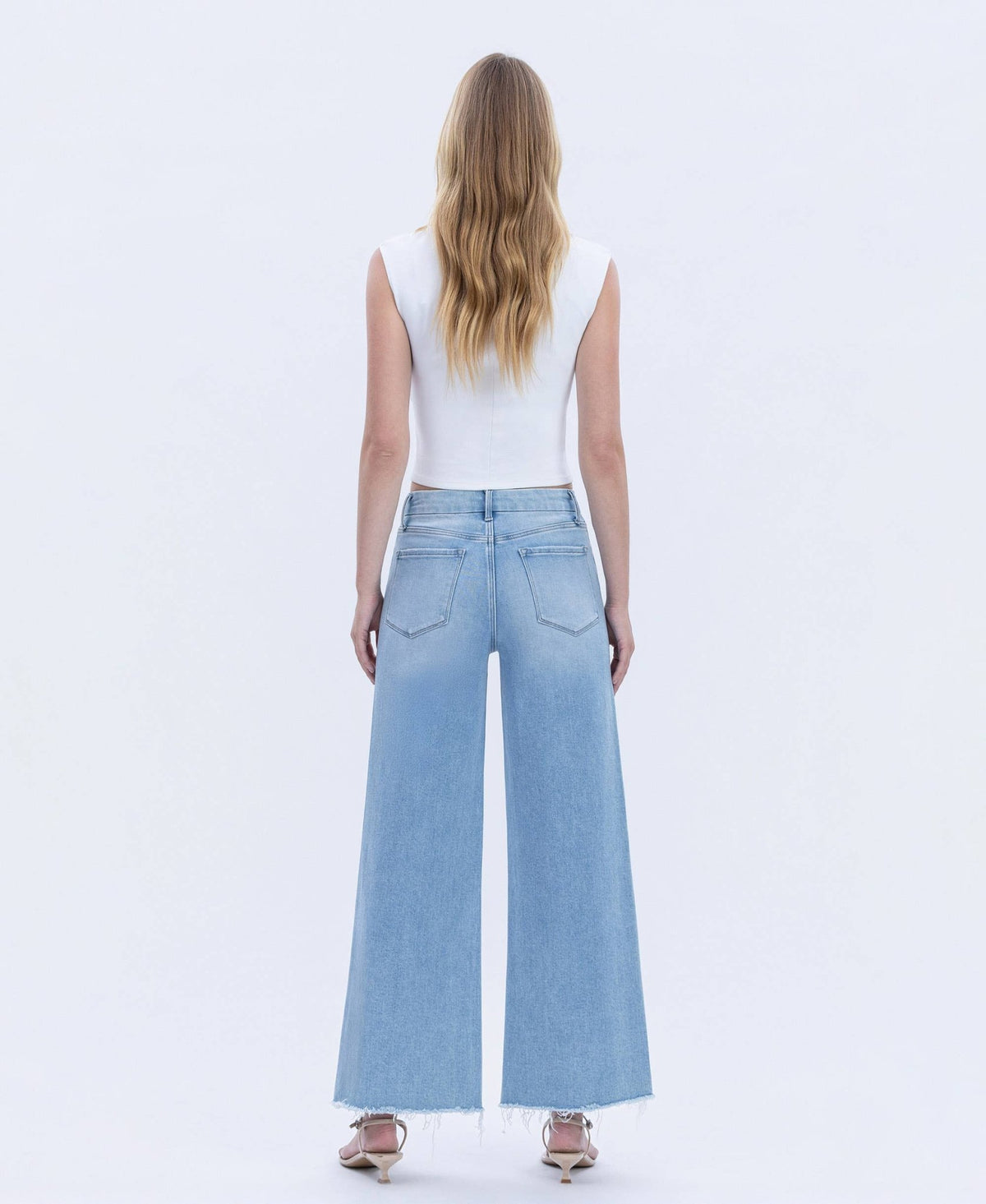 HIGH RISE RAW HEM WIDE LEG JEANS - elliparr