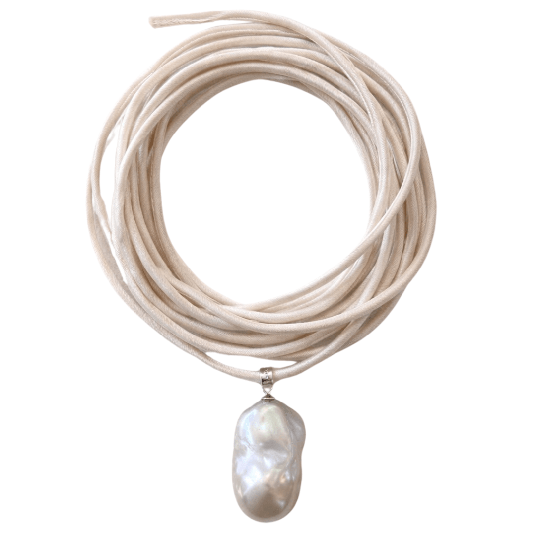 Maren Silk Wrap Pearl Necklace - elliparr