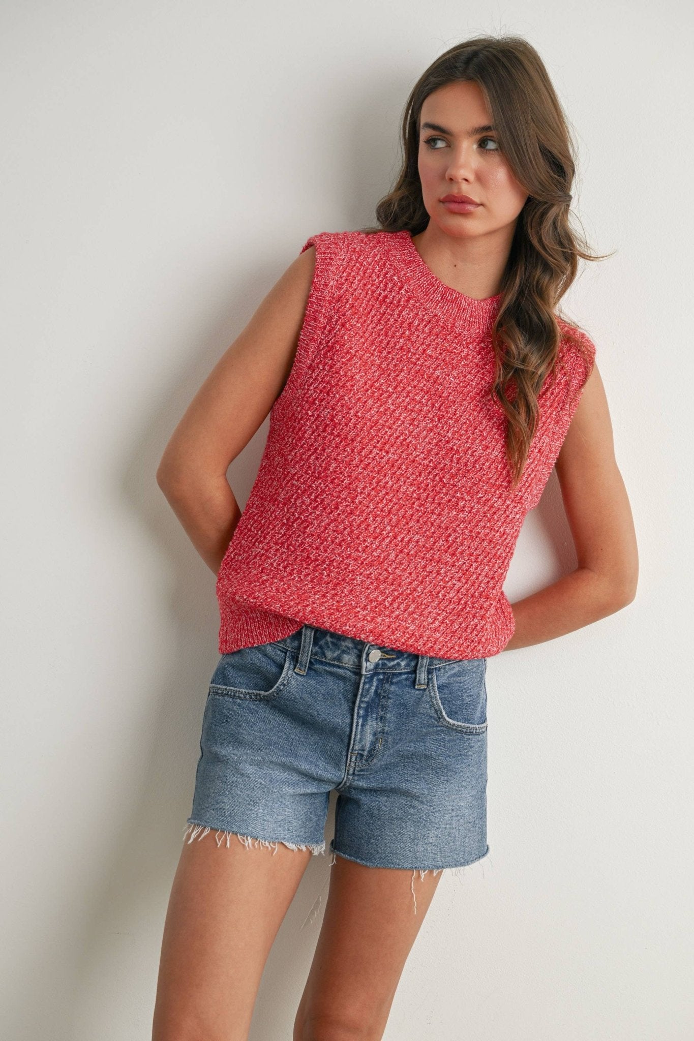 Sleeveless Crew Neck Sweater Knit Vest - elliparr