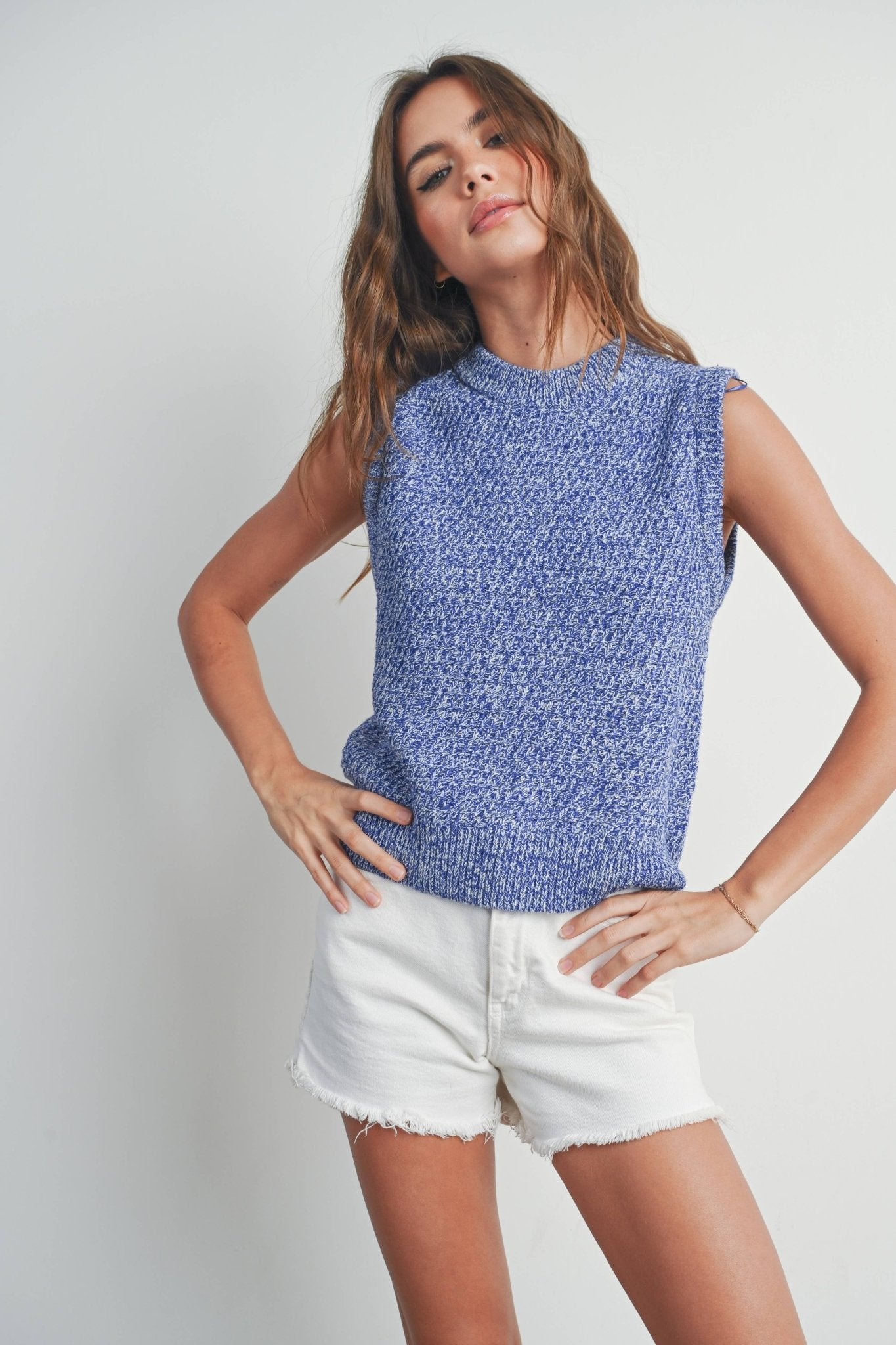Sleeveless Crew Neck Sweater Knit Vest - elliparr