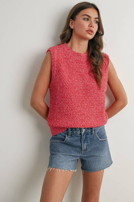 Sleeveless Crew Neck Sweater Knit Vest - elliparr