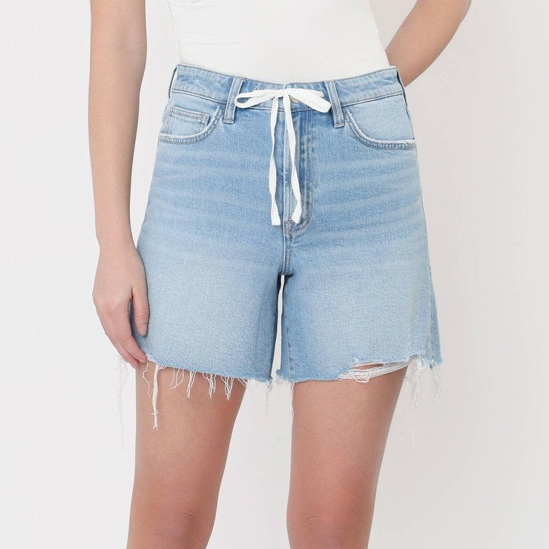 SUPER HIGH RISE DRAWSTRING MIDI SHORTS T7431 - elliparr