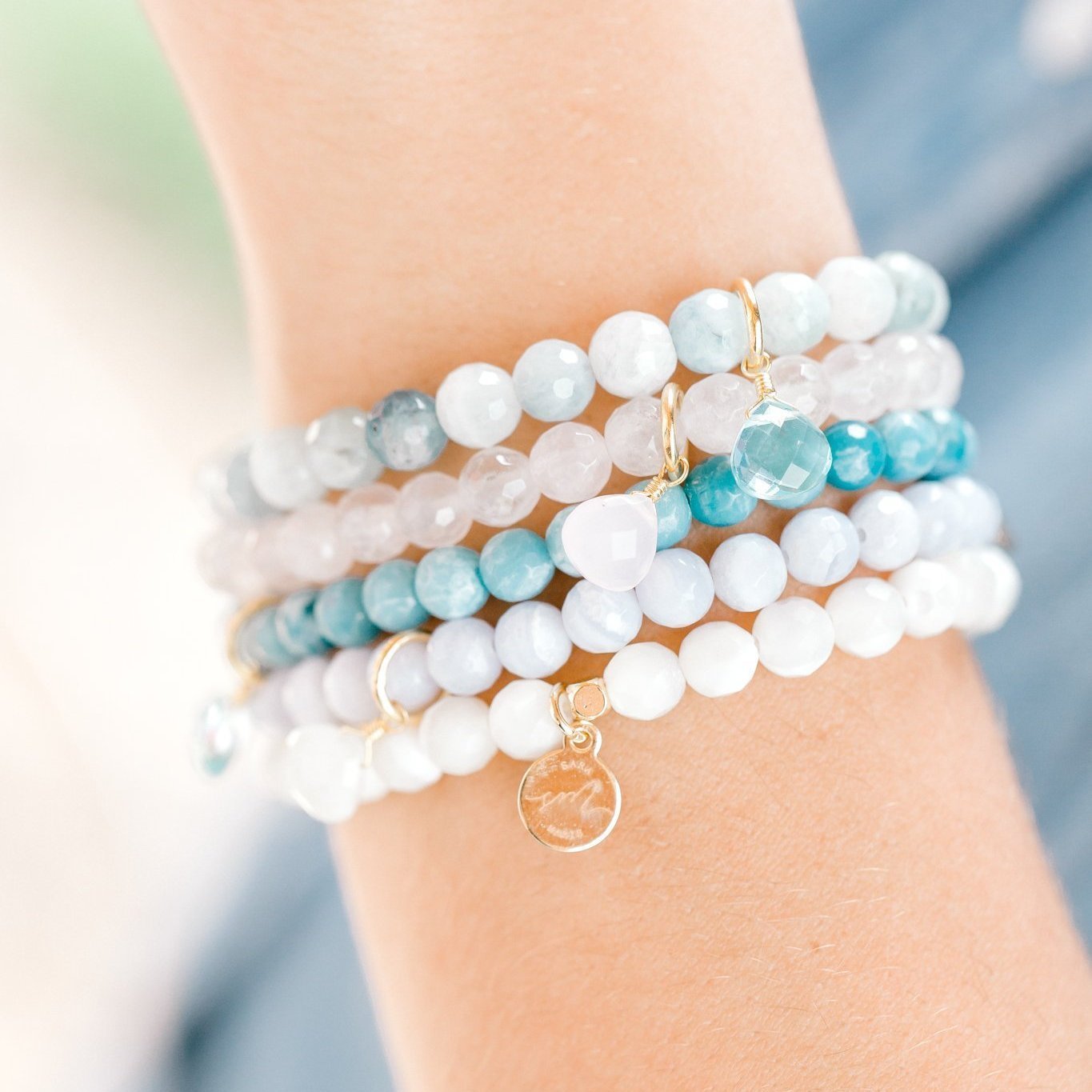 Royal Gemstone Beaded Bracelet | Blue Lace Agate - elliparr