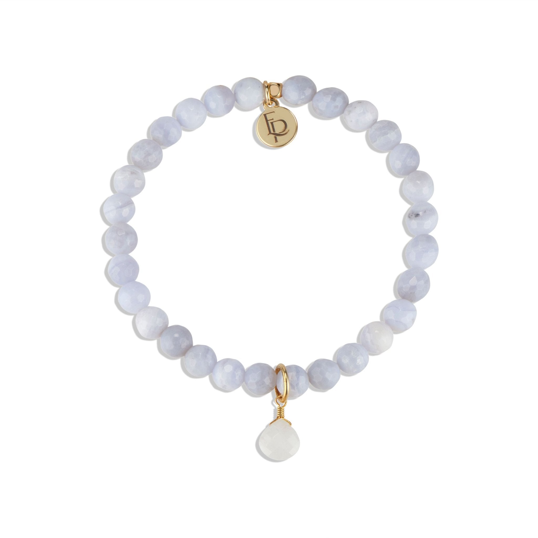 Royal Gemstone Beaded Bracelet | Blue Lace Agate - elliparr