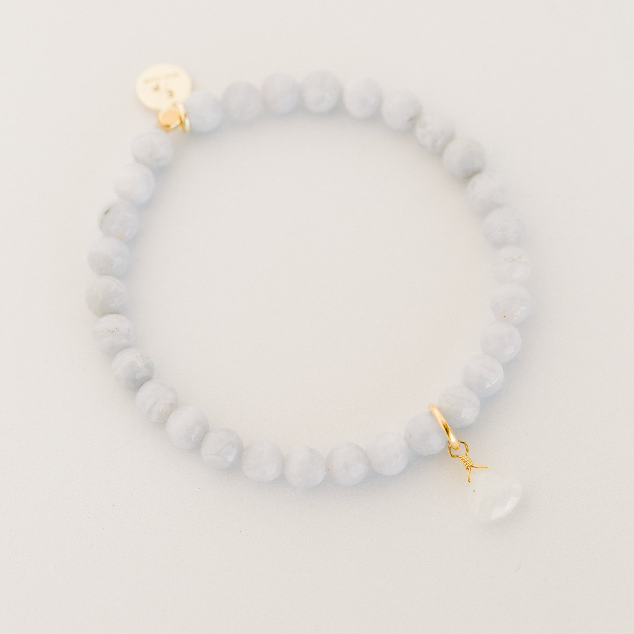 Royal Gemstone Beaded Bracelet | Blue Lace Agate - elliparr